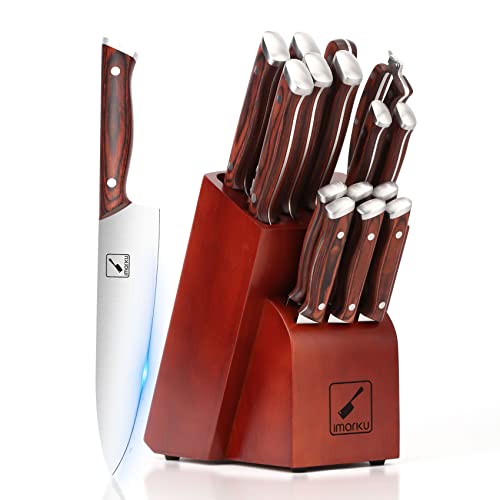 Knife Set, imarku 16-Piece Professional Japanese Kitchen Knife Set, Knife Sets for Kitchen with Block, German High Carbon Steel Kitchen Knives Set, Best Gifts for Mom and Dad, Gifts for Women & Men