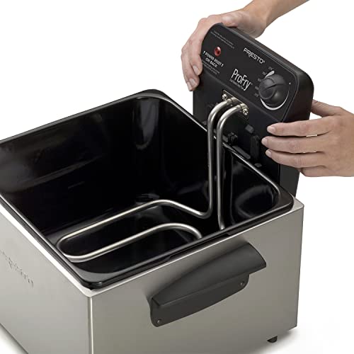National Presto 05461 Stainless Steel Pro Fry Immersion Element Deep Fryer,Silver & 05466 Stainless Steel Dual Basket Pro Fry Immersion Element Deep Fryer