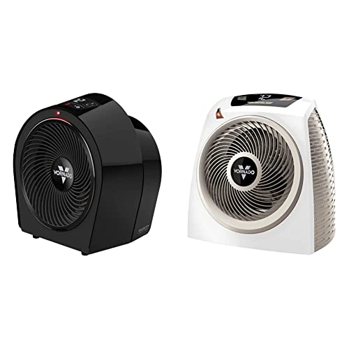 Vornado Velocity 3R Whole Room Space Heater with Timer, Adjustable Thermostat, Black & AVH10 Vortex Heater with Auto Climate Control, 2 Heat Settings, Fan Only Option, Digital Display, White