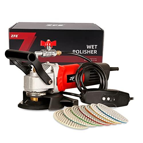 ZFE 800W/110V Variable Speed 4'' Wet Polisher / Grinder & Granite Diamond Polishing Pads Concrete Polisher Stone Polisher for Granite/Marble/Concrete/Stones - Sales4U