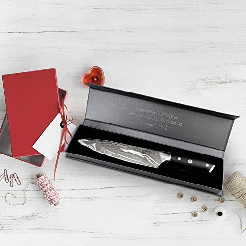 Chef Knife, Damascus Steel Knife 8 Inch, SHAN ZU Professional Chefs Knife Sharp High Carbon Steel Kitchen Utility Knives with Gift Box