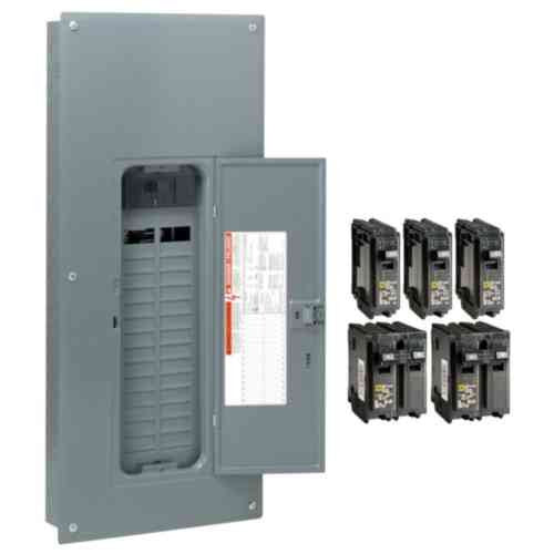 Square D - HOM3060M200PQCVP Homeline 200 Amp 30-Space 60-Circuit Indoor Main Breaker Qwik-Grip Plug-On Neutral Load Center with Cover-Value Pack
