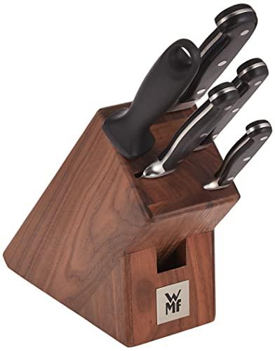 WMF Spitzenklasse Plus Performance Cut Double Serrated Blade Walnut Wood Knife Block, 38 x 20.5 x 10 cm, Multi-Colour - Sales4U