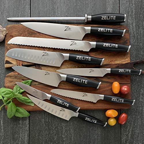 Zelite Infinity Knife Block Set (9-pc), Kitchen Knife Set, Knife Sets for Kitchen with Block - German High Carbon Stainless Steel - INCLUDING 8 Professional Kitchen Knives & Honing Steel 10 Inch - Sales4U