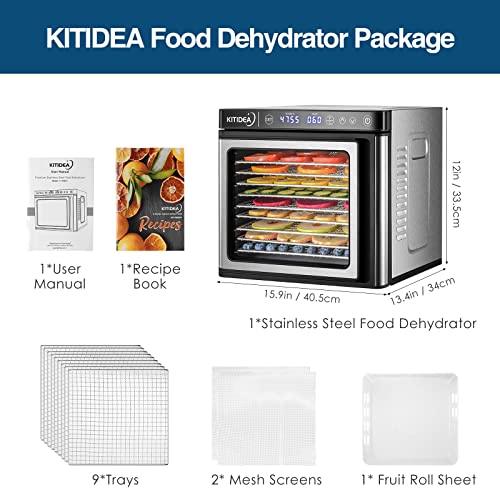 KITIDEA Food Dehydrator, 9 Stainless Steel Trays Dehydrator for Food and Jerky, Herbs, Veggies, Fruits, 1000W Electric Food Dryer Machine with Digital Temperature and Timer, Recipe Book Included - Sales4U
