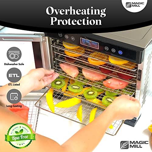 Magic Mill Food Dehydrator Machine | 11 Stainless Steel Trays | Adjustable Timer and Temperature Control | Jerky, Herb, Meat, Beef, Fruits and Vegetables Dryer | Safety Over Heat Protection - Sales4U