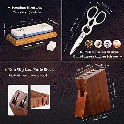 YARENH Kitchen Knife Set with Block, 8 Piece, Sharp Professional Chef Knife Set, 73 Layers Japanese Damascus High Carbon Stainless Steel, Full Tang Dalbergia Wood Handle, Gift Box - Sales4U