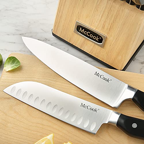 McCook® MC65 Knife Sets, 20 Pieces German Stainless Steel Kitchen Knives Block Set with Pull-Away Steak Block and Built-in Knife Sharpener