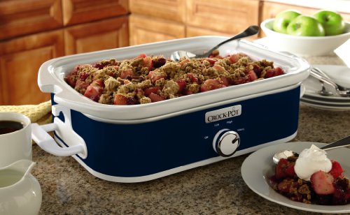 Crock-Pot SCCPCCM350-BL Manual Slow Cooker, Navy Blue & Crockpot 2.5-Quart Mini Casserole Crock Slow Cooker, White/Blue