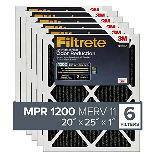 Filtrete 20x25x1 Air Filter MPR 1200 MERV 11, Allergen Defense Odor Reduction, 6-Pack (exact dimensions 19.69 x 24.69 x 0.81) - Sales4U