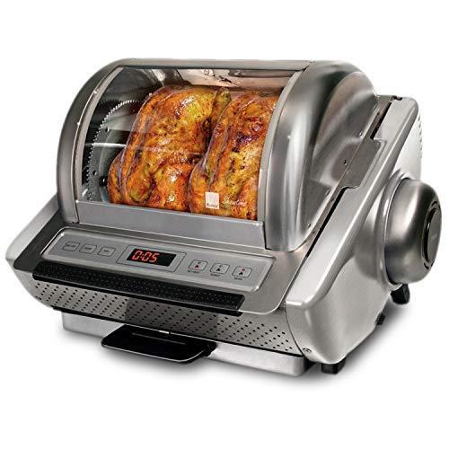 Ronco EZ-Store Rotisserie Oven, Gourmet Cooking at Home, Cooks Perfectly Roasted Chickens, Turkey, Pork, Roasts & Burgers, Large Capacity, 3 Cooking Options: Roast, Sear, No Heat Rotation, Stainless - Sales4U