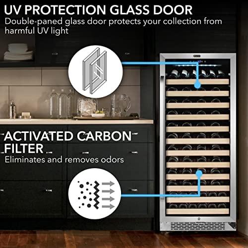 Whynter BWR-1002SD 100 Built-in or Freestanding Stainless Steel Compressor Large Capacity Wine Refrigerator Rack for Open Bottles and LED Display, Black-100, Black - Sales4U