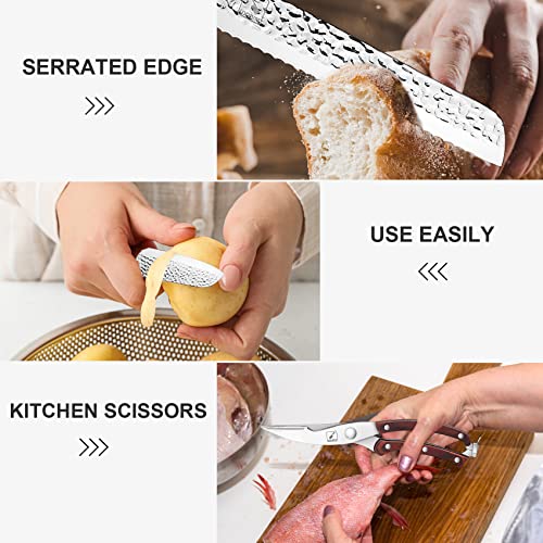 Kitchen Knife Set,imarku 16-Piece Knife Set With Block,Professional German Stainless Steel Knife Set with 6 steak knives and Knife Sharpener,Unique Hammered Design