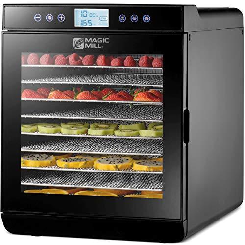 Magic Mill Food Dehydrator Machine (10 Stainless Steel Trays) Digital Adjustable Timer | Temperature Control | Keep Warm Function | Dryer for Jerky, Herb, Meat, Beef, Fruit and To Dry Vegetables - Sales4U