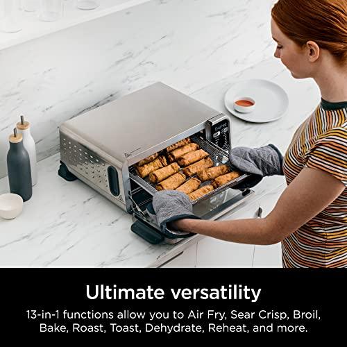 Ninja SP351 Foodi Smart 13-in-1 Dual Heat Air Fry Countertop Oven, Dehydrate, Reheat, Smart Thermometer, 1800-watts, Silver - Sales4U