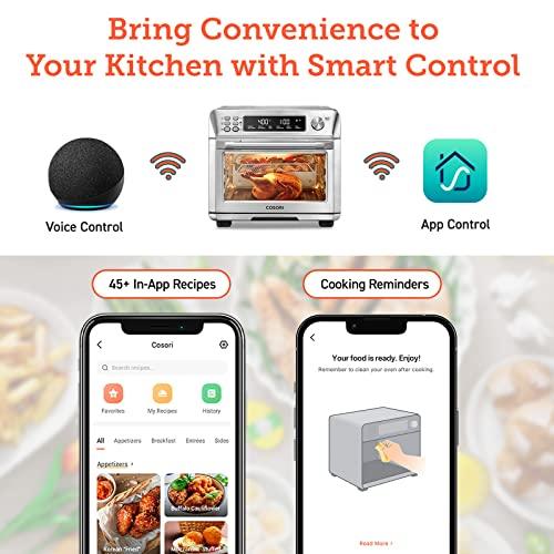 COSORI Air Fryer Toaster Oven Combo, 12-in-1 Convection Ovens Countertop, Stainless Steel, Smart, 6-Slice Toast, 12-inch Pizza, with Bake, Roast, Broil, 75 Recipes&Accessories Tray, Basket, 26.4QT - Sales4U