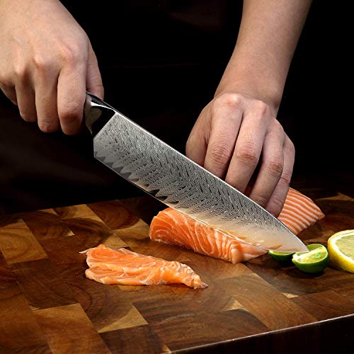 SIXILANG Knife Set, Professional Damascus Chef Knives 3 PCS, 67 Layer Japanese AUS10 Steel Core Forged Kitchen Knives, Well-Balanced Full Tang Handle Triple Rivet Handle with Premium black Gift Box