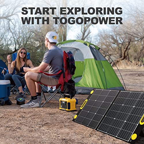 Togo Power 100W Portable Solar Panel for Jackery Explorer 240/300/500/ROCKPALS/Flashfish/Baldr Power Station, Foldable Solar Cell Solar Charger with USB Outputs for RV Laptop iPhone iPad