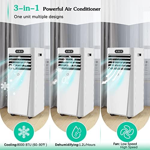 Portable Air Conditioners, AirOrig Portable Air Conditioner 8000 BTU with Dehumidifier, Fan, Cool Modes, 3-in-1 Portable AC Unit for Rooms up to 350 sq.ft with Remote Control Includes Window Mount Kit - Sales4U