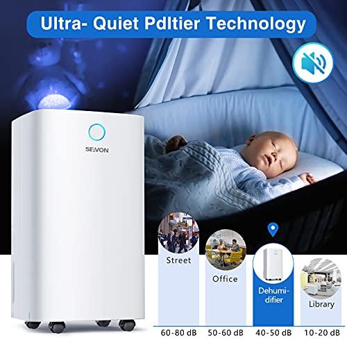 Dehumidifiers, SEAVON 2,000 Sq. Ft Dehumidifier for Home Basements and Large Room, 30 Pint Dehumidifier with Auto or Manual Drainage(0.68 Gallon), 35dB Industry Leading Noise Reducing, Intelligent Humidity Control, 3 Operation Modes, Clothes Drying, Child - Sales4U