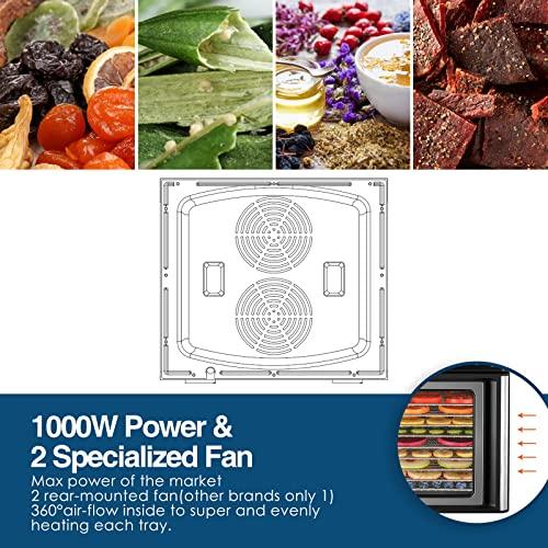 KITIDEA Food Dehydrator, 9 Stainless Steel Trays Dehydrator for Food and Jerky, Herbs, Veggies, Fruits, 1000W Electric Food Dryer Machine with Digital Temperature and Timer, Recipe Book Included - Sales4U