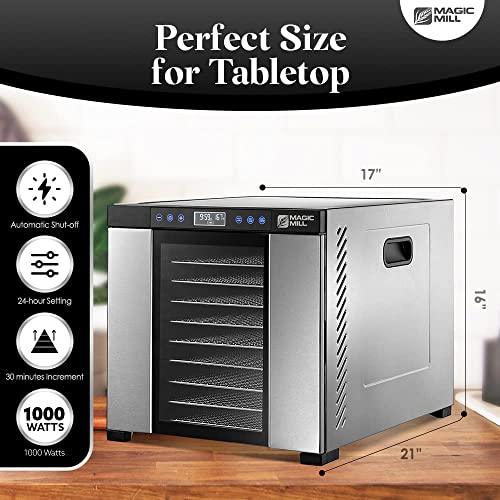 Magic Mill Food Dehydrator Machine | 11 Stainless Steel Trays | Adjustable Timer and Temperature Control | Jerky, Herb, Meat, Beef, Fruits and Vegetables Dryer | Safety Over Heat Protection - Sales4U
