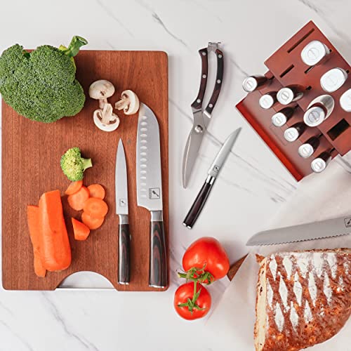 Japanese Knife Set, imarku 16-Piece Professional Kitchen Knife Set with Block, Knife Sets for Kitchen with Block, Japan Steel Chef Knife Set for Home with Knife Sharpener, Ideal Kitchen Gadgets