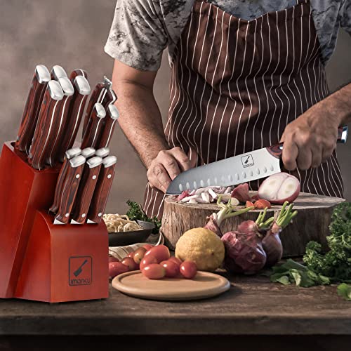 Knife Set, imarku 16-Piece Professional Japanese Kitchen Knife Set, Knife Sets for Kitchen with Block, German High Carbon Steel Kitchen Knives Set, Best Gifts for Mom and Dad, Gifts for Women & Men