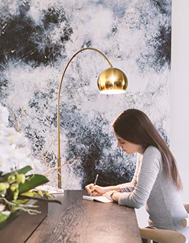 Brightech Olivia Floor Lamp, Arc Lamp for Living Rooms, Standing Lamp with LED Light Bulbs for Bedroom Reading, Great Living Room Décor, Tall Lamp for Offices – Brass/Gold