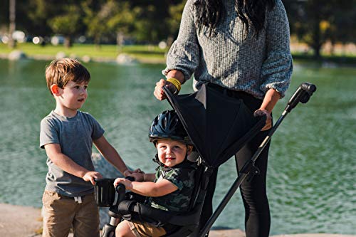 Joovy 4.1 Kids Tricycle with 4-Stages Featuring Extra-Wide Front Tire, Removable and Adjustable Parent Handle, Safety Harness, Machine-Washable Seat Pad, and Retractable Canopy (Black)