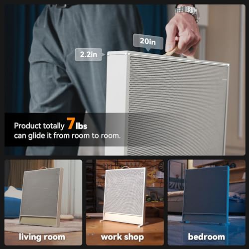 Sunkos Portable Electric Space Heater - Safe and Quiet Heater for Indoor, Large Room, Office, Bedroom, and Garage Use, Advanced Far-Infrared Heat with Thermostat, No Fan & Light, Energy Efficient