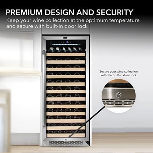 Whynter BWR-1002SD 100 Built-in or Freestanding Stainless Steel Compressor Large Capacity Wine Refrigerator Rack for Open Bottles and LED Display, Black-100, Black - Sales4U