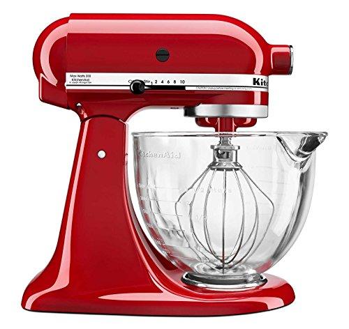 KitchenAid KSM105GBCER 5-Qt. Tilt-Head Stand Mixer with Glass Bowl and Flex Edge Beater - Empire Red - Sales4U