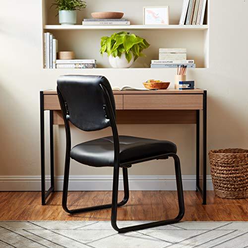 Boss Office Products Leather Sled Base Side Chair in Black - Sales4U