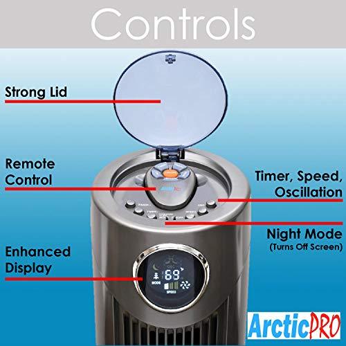 Arctic-Pro Digital Screen Oscillating Tower Fan with Remote Control, Dark Gray, 42-Inch - Sales4U