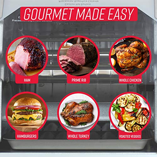 Ronco Showtime Large Capacity Rotisserie & BBQ Oven Platinum Edition, Digital Controls, Perfect Preset Rotation Speed, Self-Basting, Auto Shutoff, Includes Multipurpose Basket