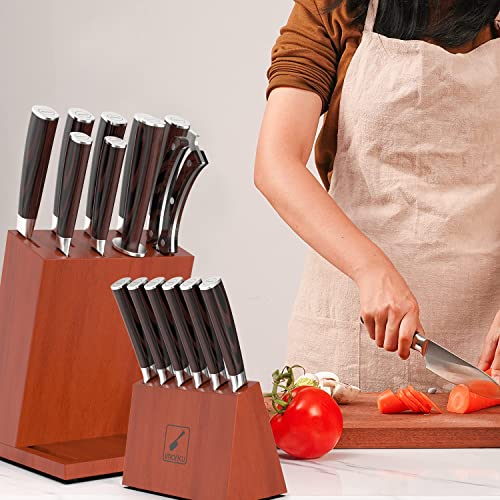 Japanese Knife Set, imarku 16-Piece Professional Kitchen Knife Set with Block, Knife Sets for Kitchen with Block, Japan Steel Chef Knife Set for Home with Knife Sharpener, Ideal Kitchen Gadgets