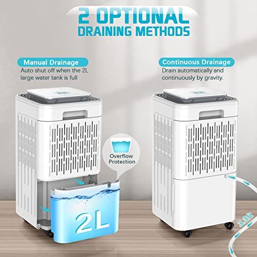 LUKO 2000 Sq. Ft Dehumidifiers for Large Room and Basements, 30 Pints Dehumidifier with Drain Hose, Auto or Manual Drainage, 0.528 Gallon Water Tank, Auto Defrost, Dry Clothes Function, 24H Timer (white) - Sales4U