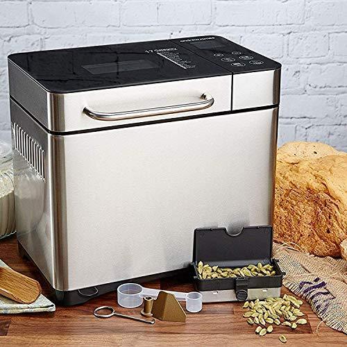 KBS Large 17-in-1 Bread Machine, 2LB All Stainless Steel Bread Maker with Auto Fruit Nut Dispenser, Nonstick Ceramic Pan, Full Touch Panel Tempered Glass, Reserve& Keep Warm Set, Oven Mitt and Recipes - Sales4U
