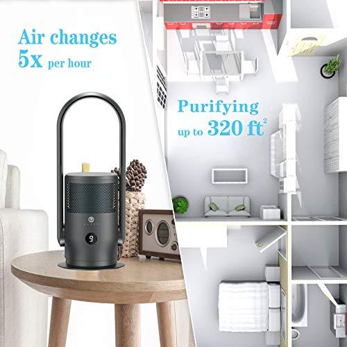 ULTTY Bladeless Tower Fan and Air Purifier in one, 90° Oscillating Bladeless Fan with Remote, Touch, 8H Timer, Floor Fans for Bedroom Whole Room Home Office R021, Black - Sales4U