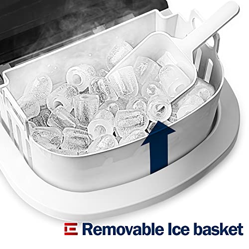 Euhomy Ice Maker Machine Countertop, 26 lbs in 24 Hours, 9 Cubes Ready in 6 Mins, Self-Clean Electric Ice Maker Compact Potable Ice Maker with Ice Scoop and Basket. for Home/Kitchen/Office.(Black)