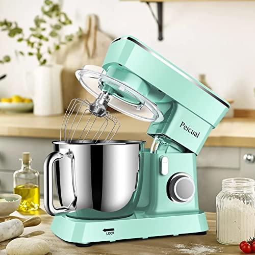 Upgraded Household Stand Mixer for Peicual 800W 10+P Speed High-Performance Tilt-Head Electric Kitchen Mixer 5.5 QT Stainless Steel Bowl with Dough Hook Flat Beater Wire Whisk & Splash Guard - Sales4U