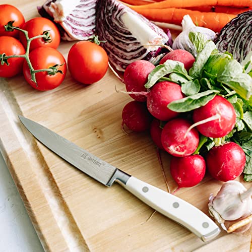 NEW Yatoshi 12 PCS White Knife Block Set - Pro Kitchen Knife Set Ultra Sharp High Carbon Stainless Steel with Ergonomic Handle