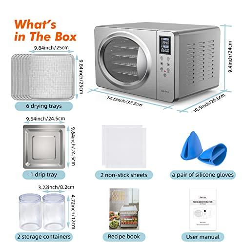 Septree Food Dehydrator for Jerky, Fruit, Meat, Veggies, Dog Treats, Herbs and Yogurt, 6 Stainless Steel Trays Food Dryer Machine with Digital Timer, Temperature Control & Safety Over Heat Protection, Recipe Book - Sales4U