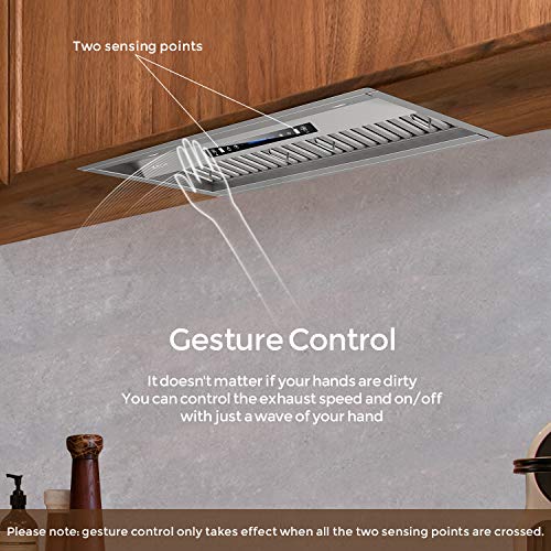 IKTCH 30 inch Built-in/Insert Range Hood 900 CFM, Ducted/Ductless Convertible Duct, Stainless Steel Kitchen Vent Hood with 2 Pcs Adjustable Lights and 2 Pcs Baffle Filters with Handlebar(IKB02-30'')