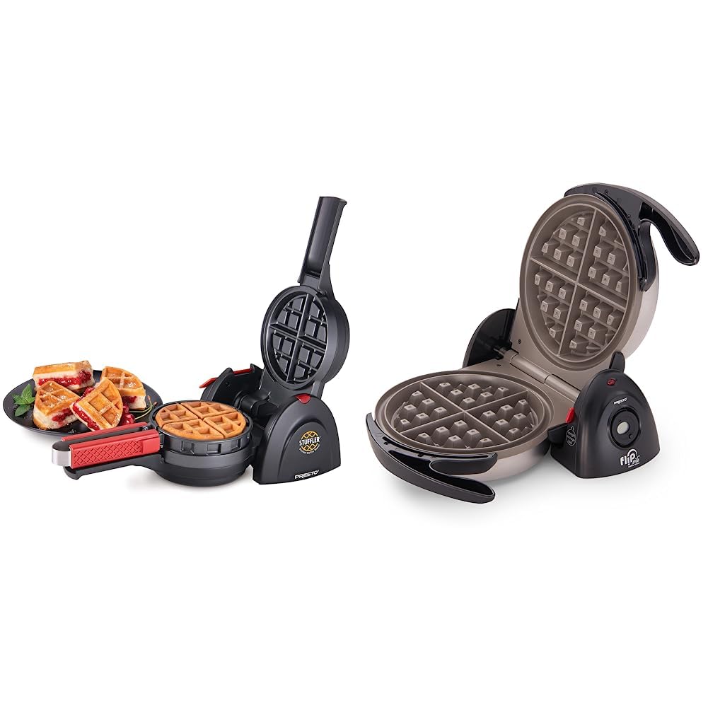Presto Stuffler FlipSide Belgian Waffle Maker - Cooks Stuffed Waffles and Flips for Even Baking