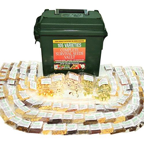 Survival Garden Heirloom Seeds Non GMO - 105 Varieties of Herb, Fruit and Vegetable Seeds for Planting Home Garden Plus Seed Storage Organizer Vault - Non Hybrid Open Pollinated by Grow For It - Sales4U