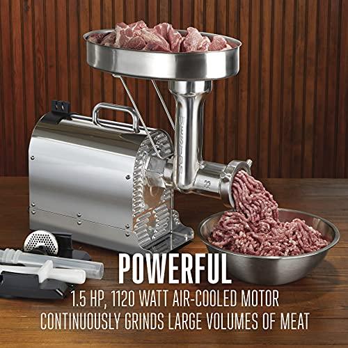 Weston Pro Series Electric Meat Grinder, Commercial Grade, 1120 Watts, 1.5 HP, 14lbs. Per Minute, Stainless Steel (10-2201-W) - Sales4U