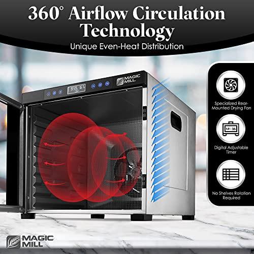 Magic Mill Food Dehydrator Machine | 11 Stainless Steel Trays | Adjustable Timer and Temperature Control | Jerky, Herb, Meat, Beef, Fruits and Vegetables Dryer | Safety Over Heat Protection - Sales4U