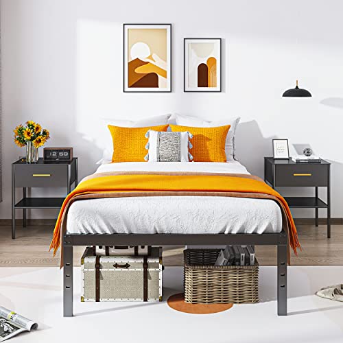 COMASACH Twin Bed Frame Heavy Duty,14" Black Metal Platform Bed Frame,Sturdy Steel Frame,Support up to 3500lbs,No Box Spring Needed,Noise-Free,Easy Assembly